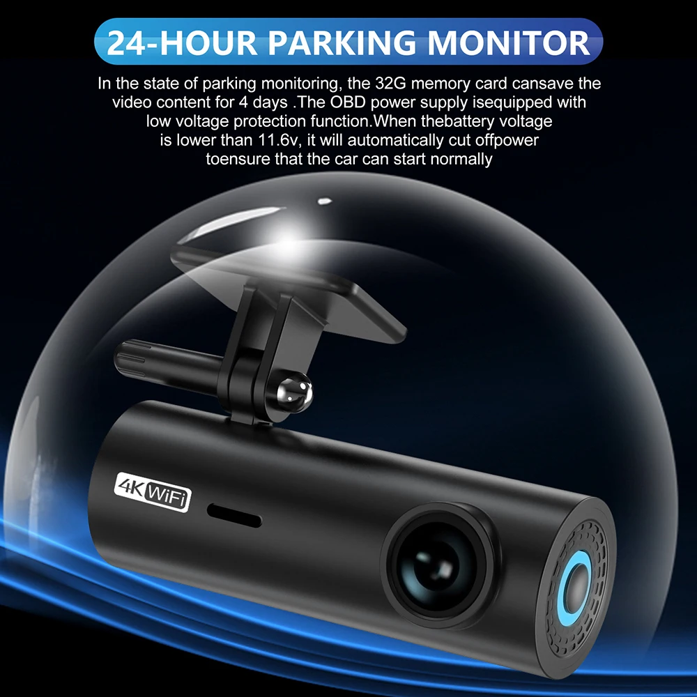 NMHJIE Car DVR WiFi UHD Dash Cam 4K for Car Surveillance Cameras Video Recorders 3840*2160P Dashcam 24H Parking Monitor
