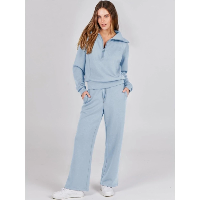 Womens 2 Piece Outfits Sweatsuit Oversized Loose Sweatshirt and Wide Leg Pants Matching Lounge Set Fall Tracksuits