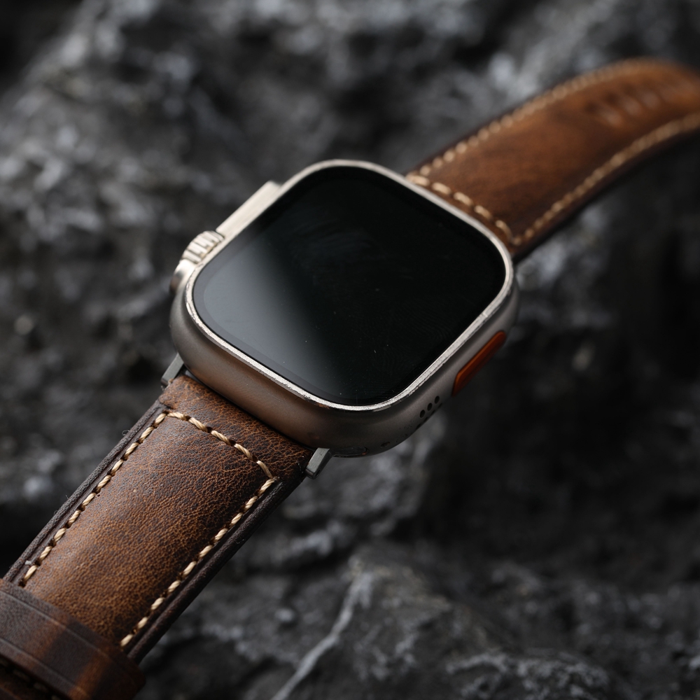 Correa de cuero italiano hecha a mano para Iwatch, Apple Watch AppleWatch9, ultra 49MM, 45MM, 44MM, pulsera para hombre