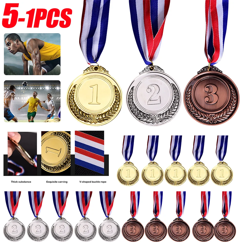 5-1PCS Gold Silver Bronze Metal Award Winners Medals Sports Day Competitions Awards Medal Adults Kids Outdoor Games Souvenir