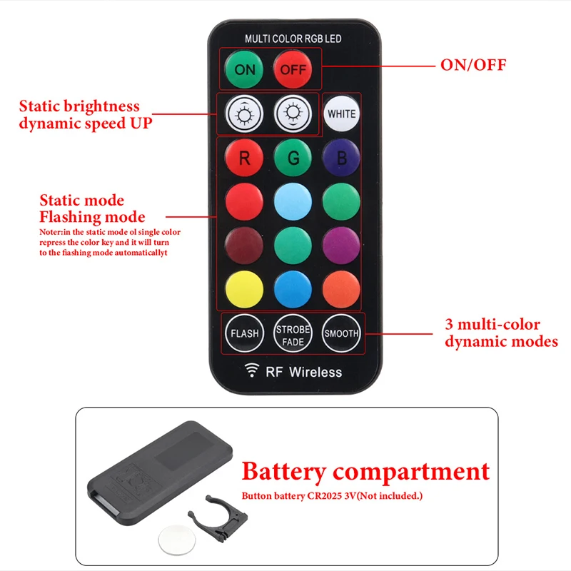 New 1set T10 W5w RGB LED Bulb Remote Control 5050 Lamp Car Interior Lighting Reading Wedge Dome Trunk License Plate Light 12V