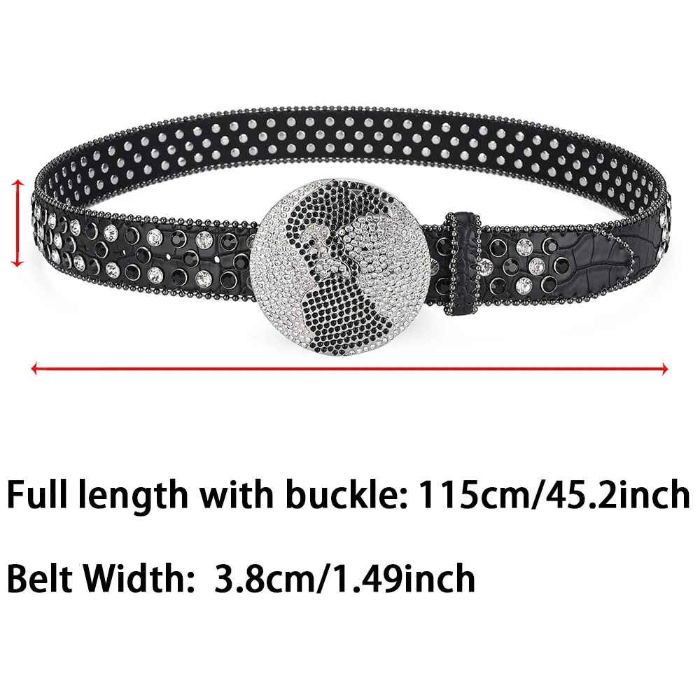 Women's Jeans Large Round Buckle Rhinestone Belt Y2K Belt Shiny Rivet Design Artificial Diamond Belt Punk HipHop Rock Men's Belt