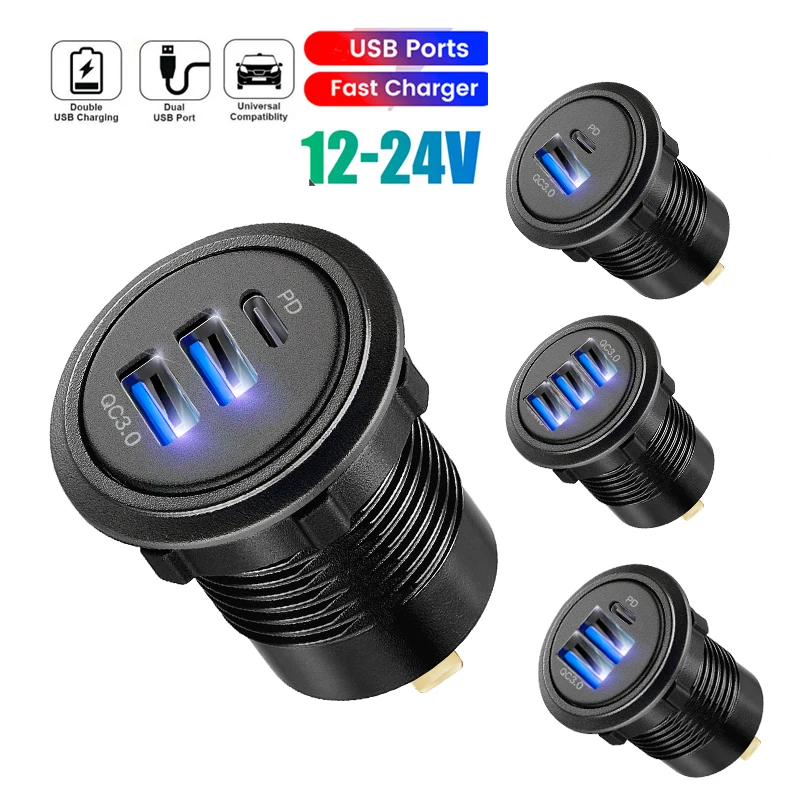 USB C car charger outlet adapter marine 12v super fast power adapter socket for audi a4 b8 a6 c7 a3 8p a5 q5 audi rs3 8v