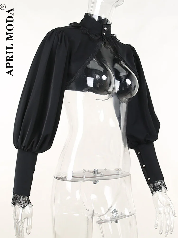 Lace Gothic Black Short Steampunk Crop Jacket 2025 Kawaii Vintage Gorgeous Palace Blouse Women Party new Bolero Victorian Coat Corset