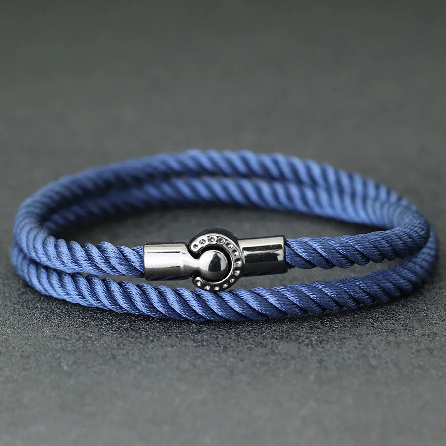 2024 Simple Style Paracord Bracelet Men Double Layered Wrap Braslet Leisure Accessories Hombre Nautical Marine String Braclet