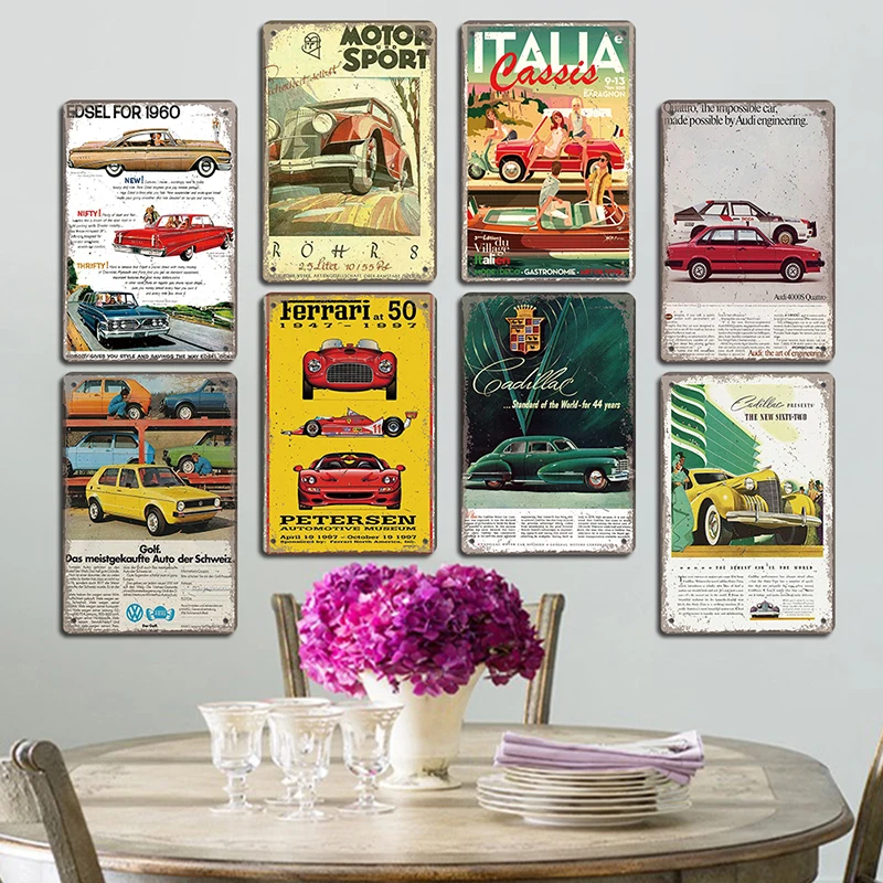 Retro Car Bus Beauty Poster Vintage Metal Plaque Signs Grand Prix Automobile Metal Tin Plate Garage Bar Pub Home Wall Decor