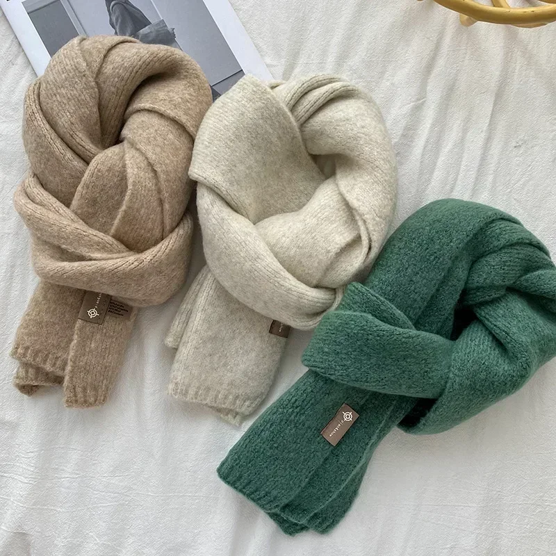 Winter Wool Scarves for Woman High Quality Wool Blends Scarf Comfortable Windproof Wraps Woman's Casual Scarf