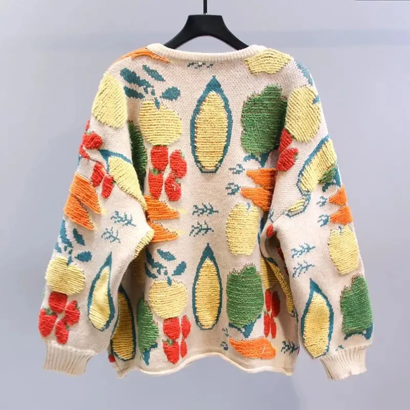Autumn Vintage Knitwear Sweater Women Winter Thicken O Neck Women Sweater Coat Casual Outwear Cardigan Jacket Woman clothing