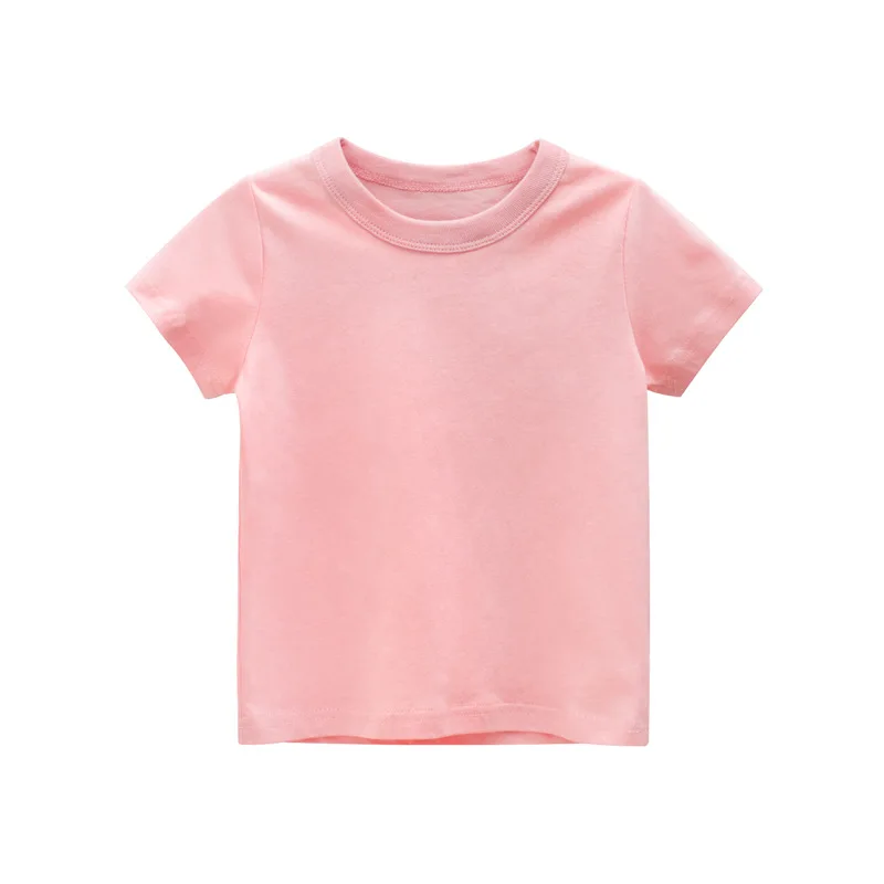 Plain Candy Colors Kids T-shirt All Seasons Children Short Sleeve Basic Tops Tee Summer Girls Boys Solid O-neck T shirts 1-9y