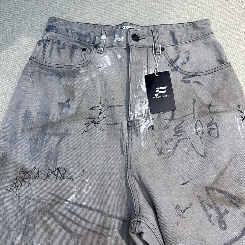 Graffiti-painted 2025 new printed jeans