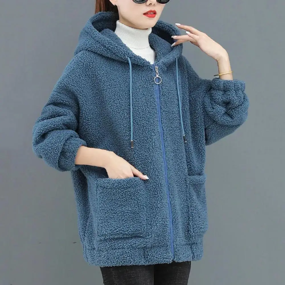 Trendy Lady Winter Coat Solid Color Drawstring Fleece 2025 Wear-resistant Women Jacket new Women Jacket Winter Coat