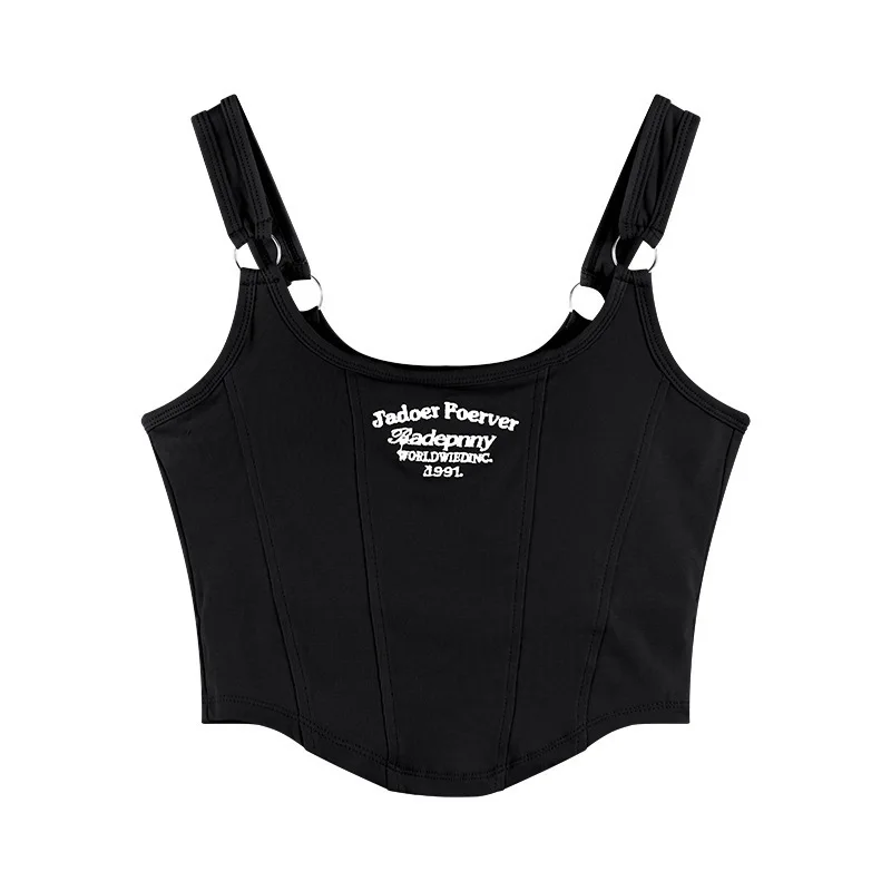 woman Camis vest Black interior sports belt chest pad tank top summer letter slim fitting girl beautiful back bra top women vest