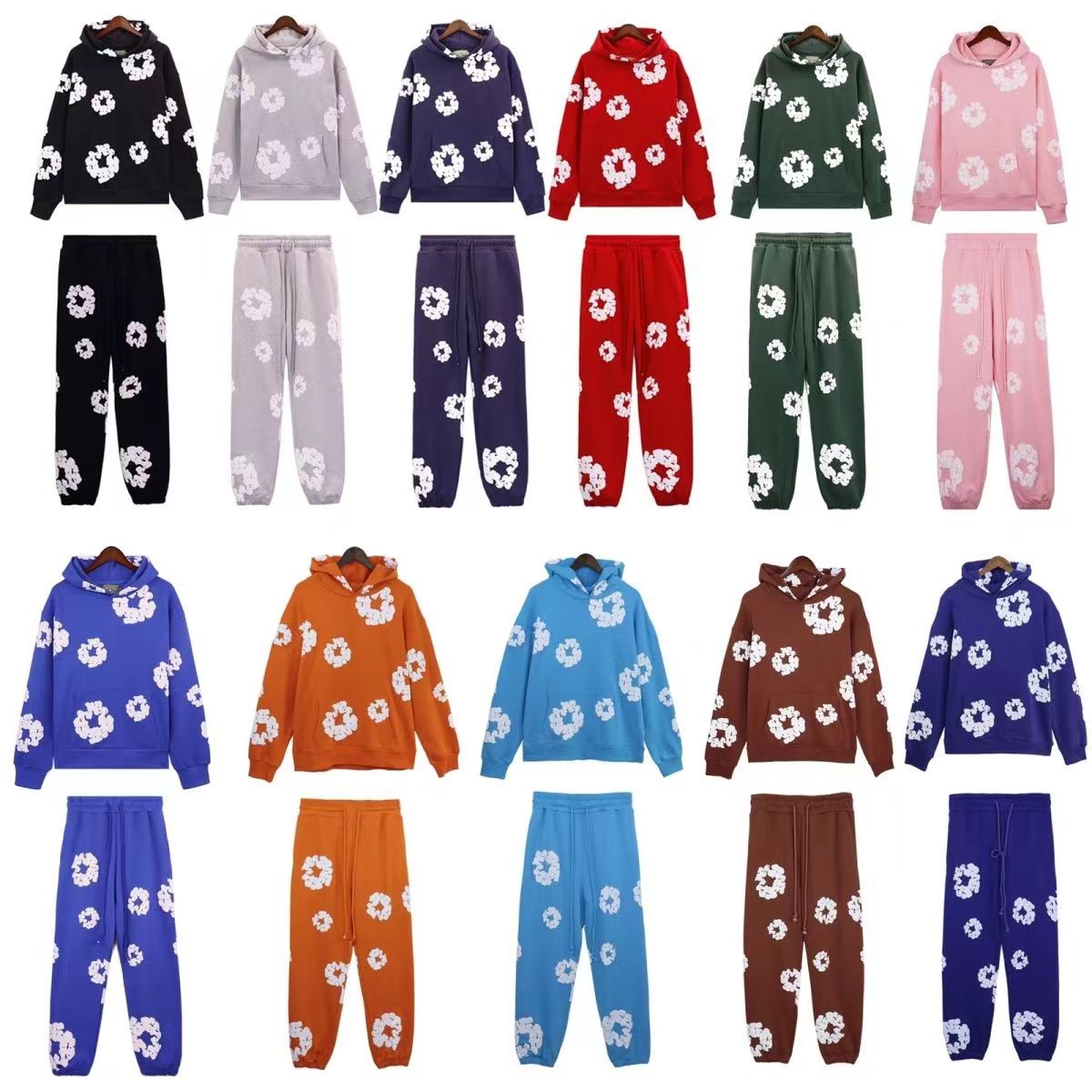 Hoodie sweatsuit mens jumper men sweater designer sweatshirt hoodies sweatpants sweat suit man trousers green red black cotton hoody floral unisex oversized pants