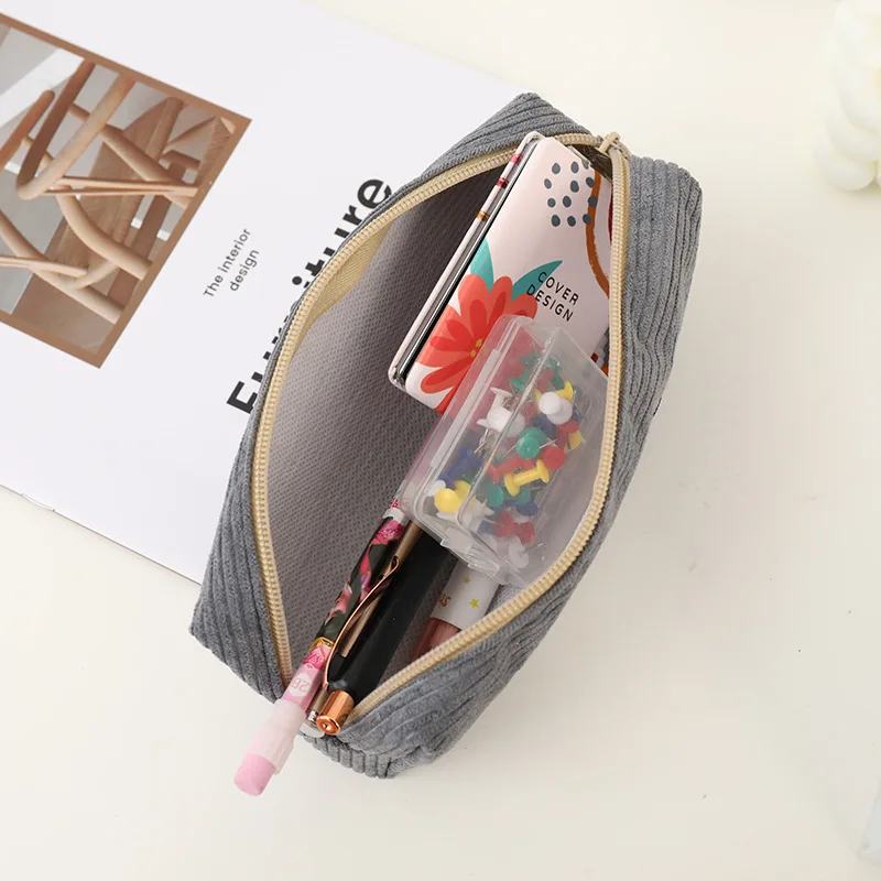 Corduroy Cosmetic Bag Portable Makeup Storage Bag Purse Women Bath Toiletry Wash Bag Travel Zipper Make Up Organizer Beauty Case