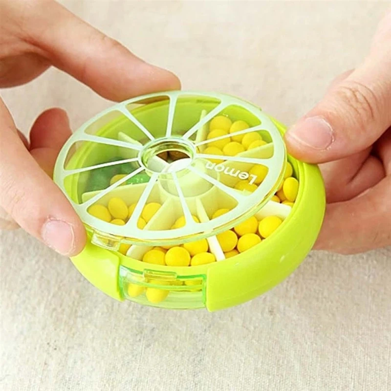 Portable Pill Box Weekly Rotating Split Fruit Points Drug Carry With You Mini Medicine Boxs Medicine Travel Pillbox