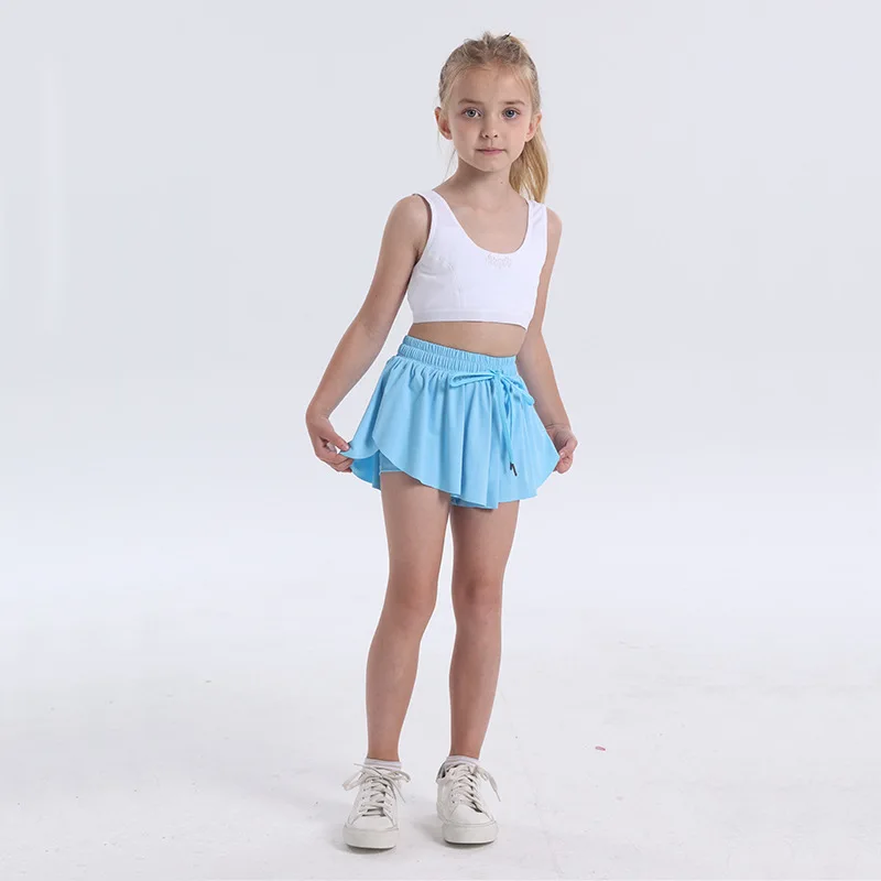 INLUMINE Children Sports Shorts with Pocket Girls Summer Quick-Drying Breathable Skirt Kid Outdoor Running Exercise Tennis Skirt