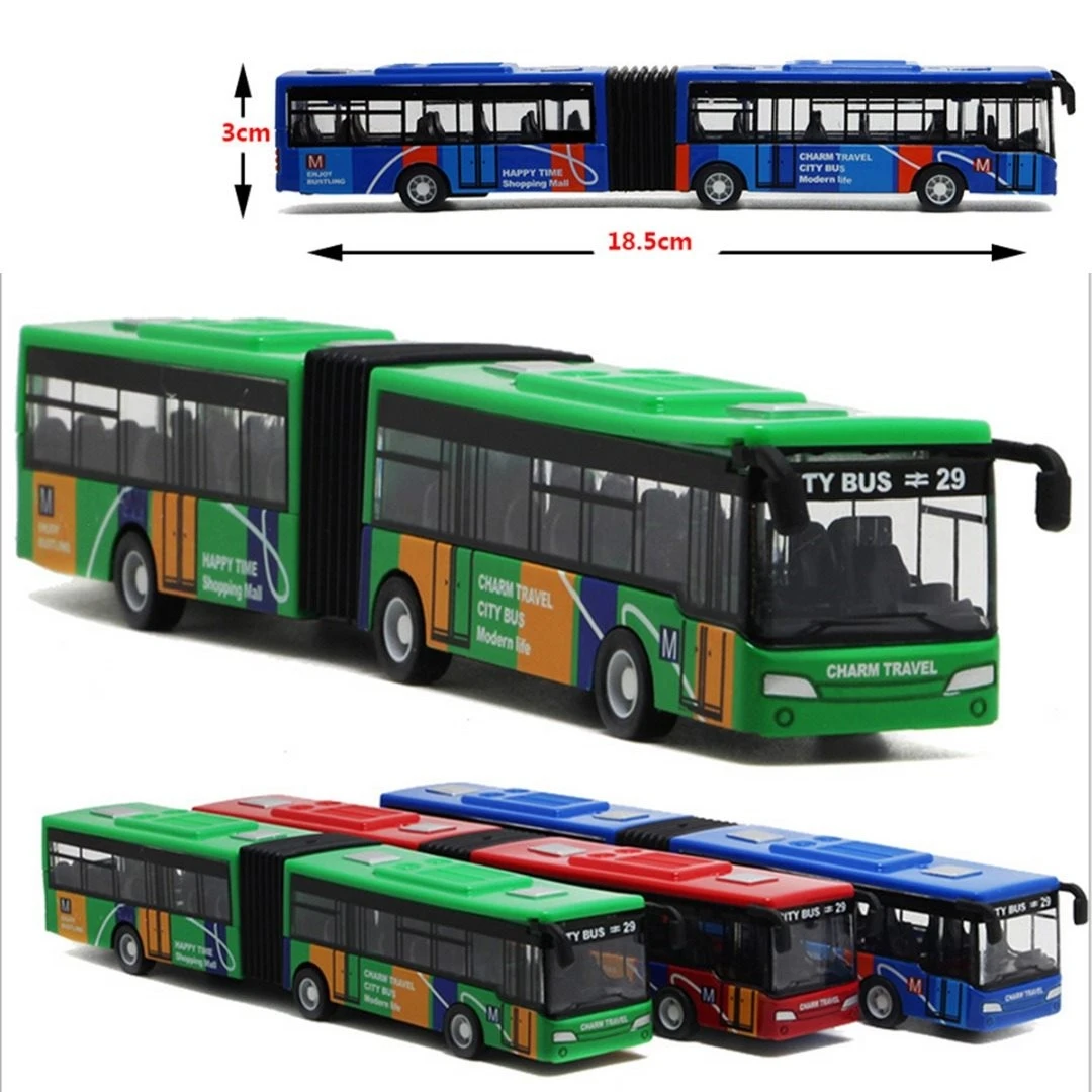 Blue/Red/Green 1:64 18cm Baby Pull Back Shuttle Bus Diecast Model Vehicle Kids Toy New