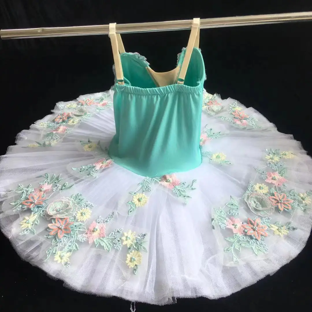 2025 Professional Ballet Tutu Kids Girls Ballet Tutu new Adulto Women White Ballerina Party Belly Dance Costumes Flower Embroidery Dress