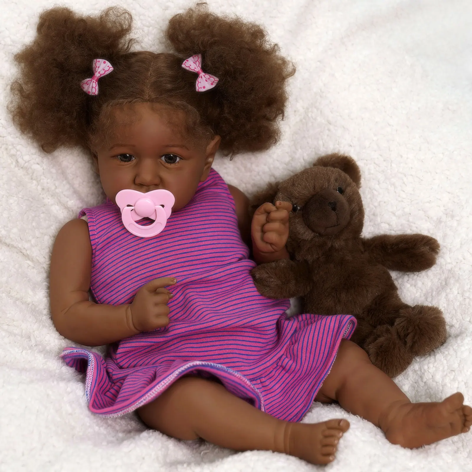 ADFO Black Bebe Reborn 20'' Inch 50cm Saskia Doll Skin Babies Toys Realistic Baby Alive Lifelike Newborn Dolls Real Doll Kids
