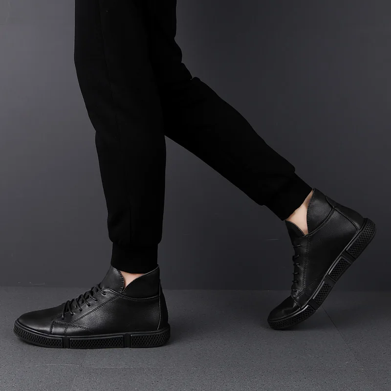 Comfortable Men's Shoes Genuine Leather Mens Outdoor Sneakers Hot Sale Lace-Up Male Ankle Boots Men Winter Plush Snow Boots