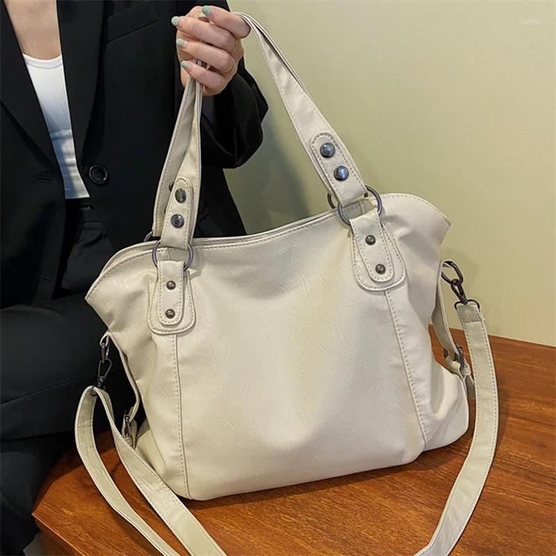 Evening Bags Classy Soft Leather Large Women's Bag 2024 Trend High Capacity Shoulder Fashion Female Commuter Big Shopper Tote Handbag