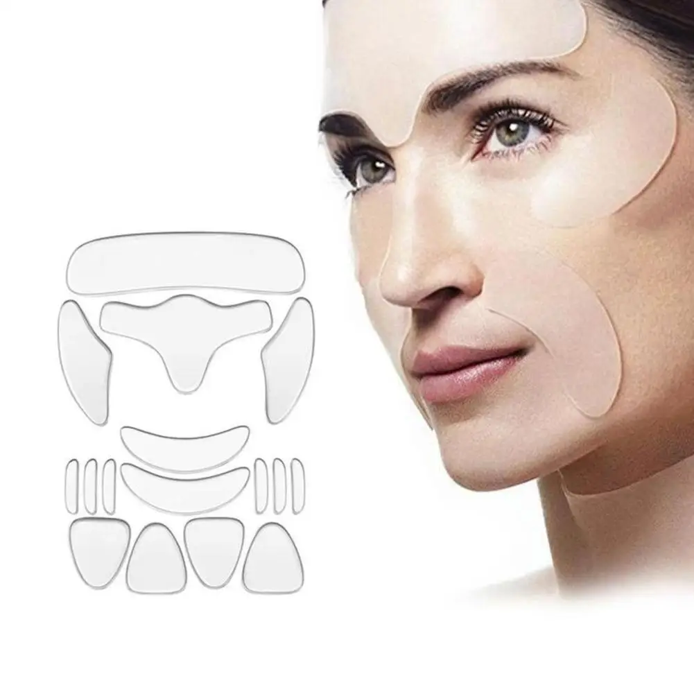 Reusable Silicone Face Wrinkle Patches Anti-wrinkle Face Forehead Cheek Chin Sticker Hypoallergenic Silicone Smoothing Pads