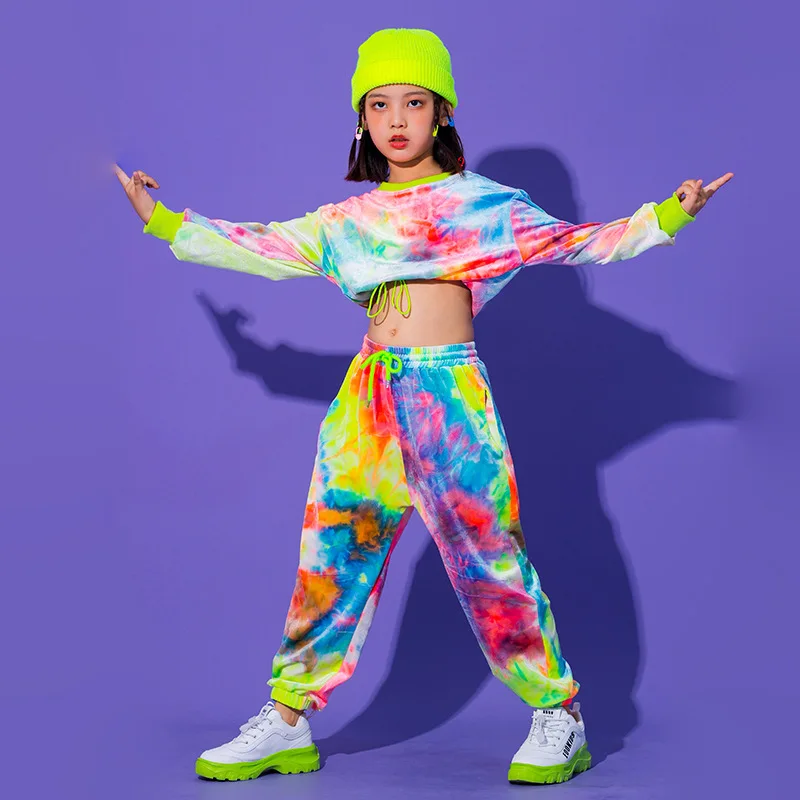 Girls Street Dance Trendy Hip-hop Clothes Performance Costume Korean Style Children's Jazz Dance Set with Exposed Navel Jazz New