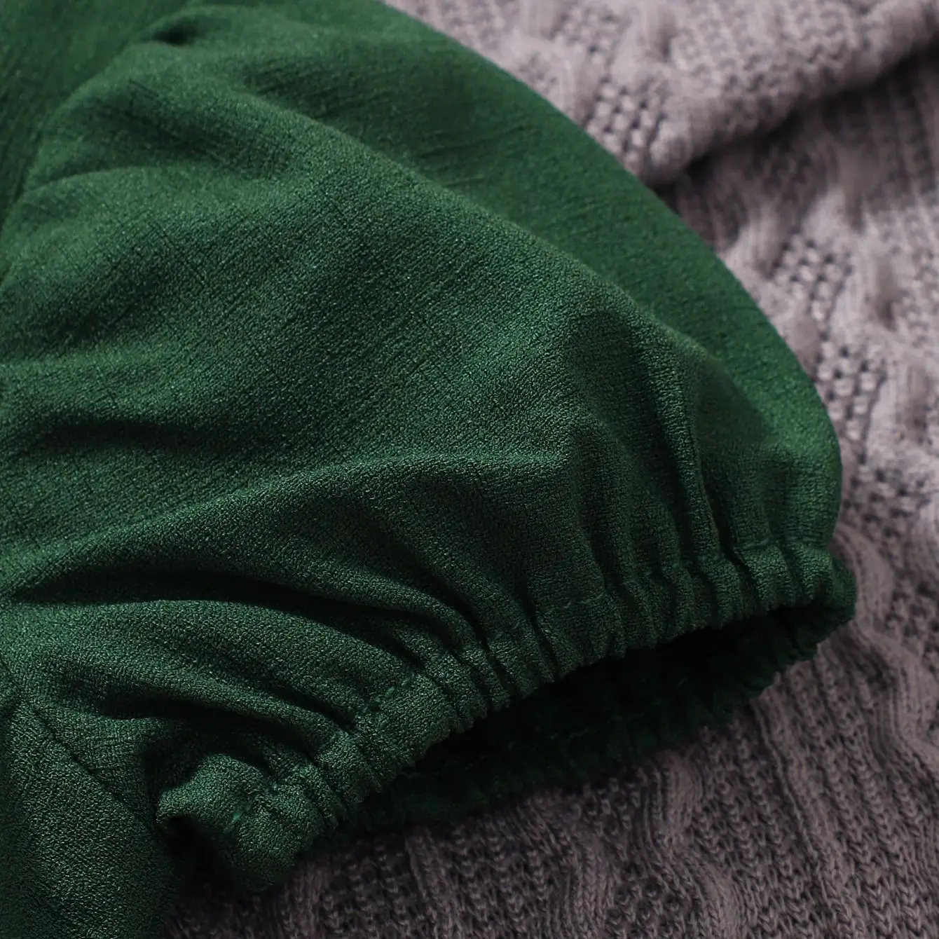 Newborn Clothing, Baby Dress, Dark Green Square Neck Bubble Sleeve Dress, Infant A-line Skirt 6M-3Y