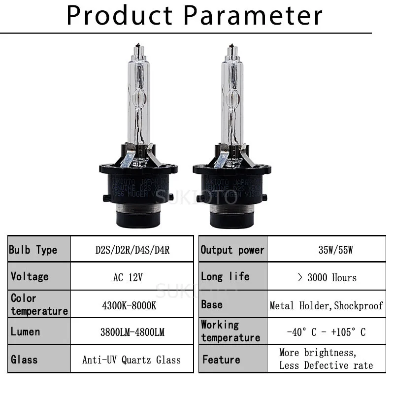2PCS SUKIOTO CLASSIC XENSUKIT 12V 35W D2R HID Light Bulb 55W D2S HID XENON D2S D2R D4R D4S ORIGINAL SUPER VERSION D4S HID BULB