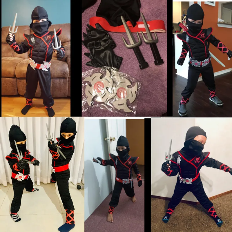 Halloween Ninja Costume Boy Kids Costume Boy Ninja Muscle Costume With ddmysmile Ninja Foam Accessories Best Children Gift Smile