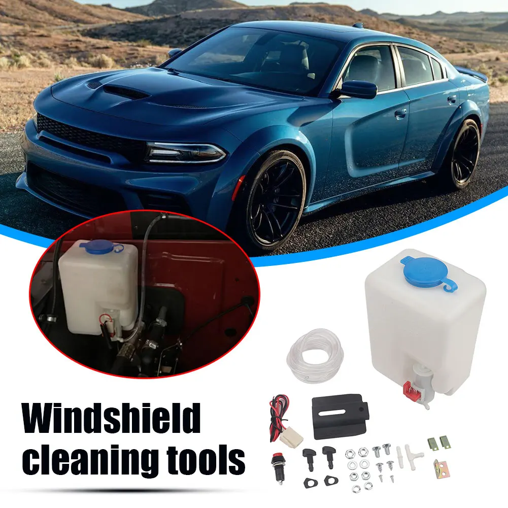 Universal Car Windshield Washer Bottle 12V Windscreen Car Washer Pump Fluid Tank 1.5L Reservoir Nozzle Sprayer Kit