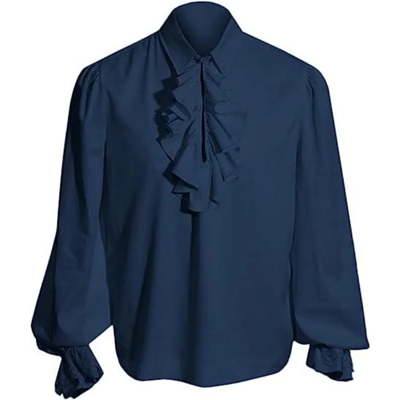 2025 Vampire Renaissance Victorian new Steampunk Ruffled Medieval Costume Men Shirts