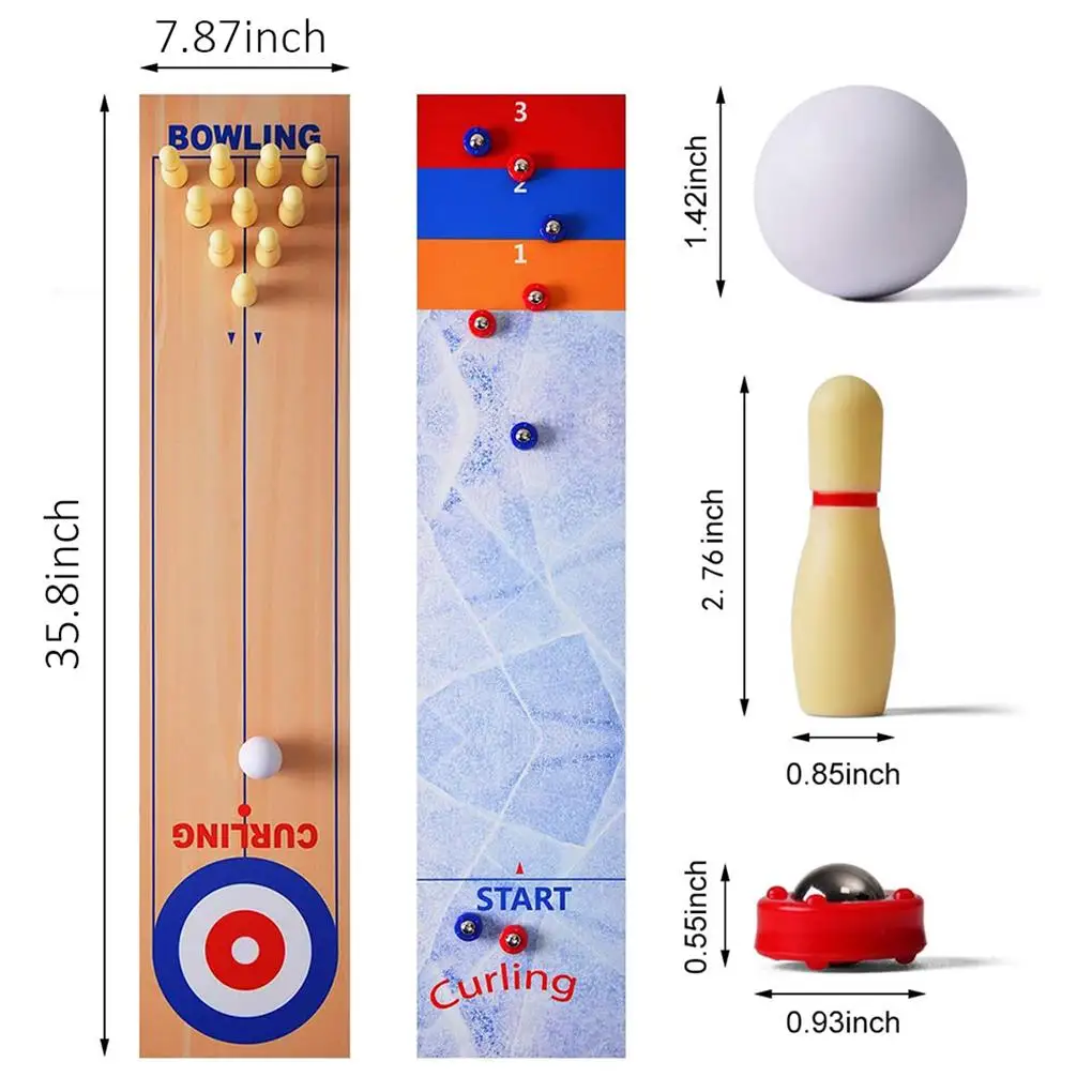 3 in 1 Table Curling Game Bowling Shuffleboard Table Set Family Games for Home Party Gift For Children and Adults