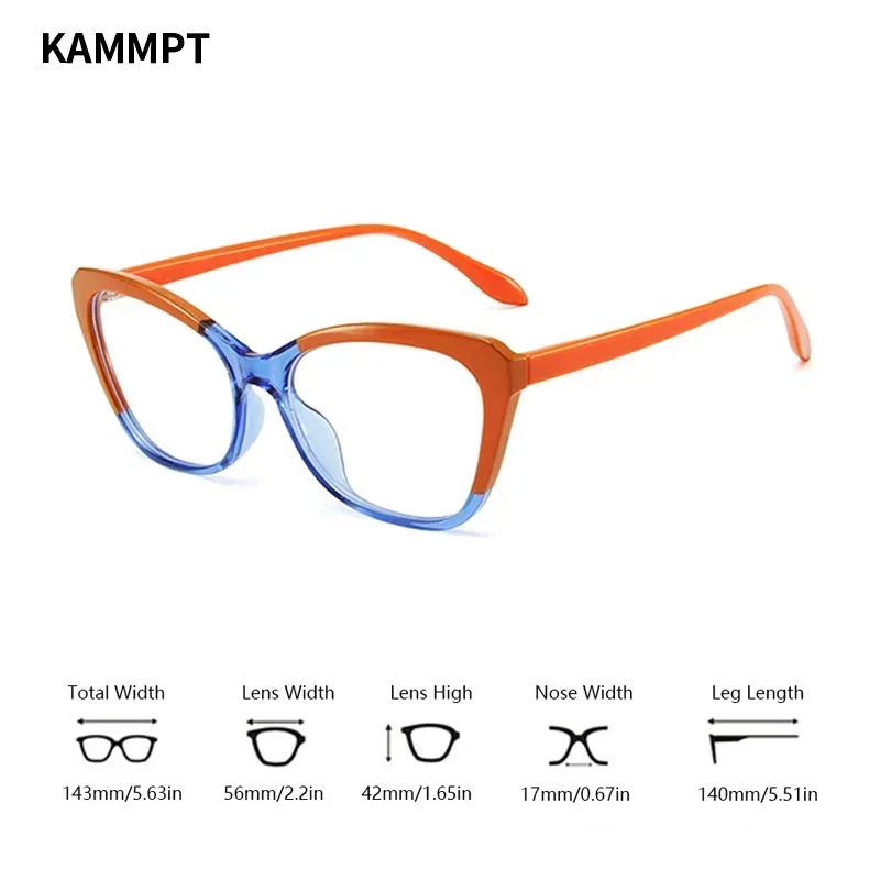 KAMMPT Vintage Cat Eye Women Eyeglasses Simple Multicolor Rim Blue Light Blocking Spectacles New Trendy Ins Brand Design Eyewear