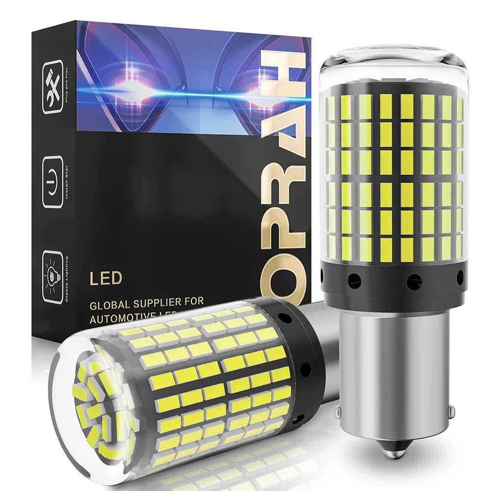 Oprah 2PCS High Power Car LED Light 1156 PY21W 1157 BAY15D P21/5W 3014 144 SMD Canbus Front/Rear Turn Signal Lamp Reserve Light