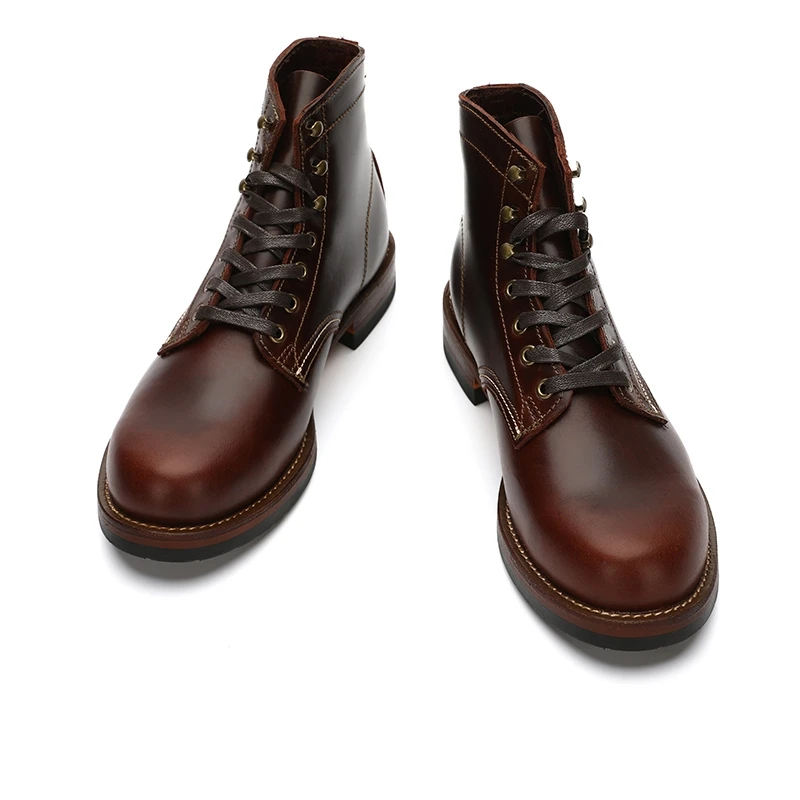 Handmade Luxury Autumn Winter Men Ankle Boots Wings Vintage British Cow Leather Top Quality Shoes Work Tooling Motorcycle Boots