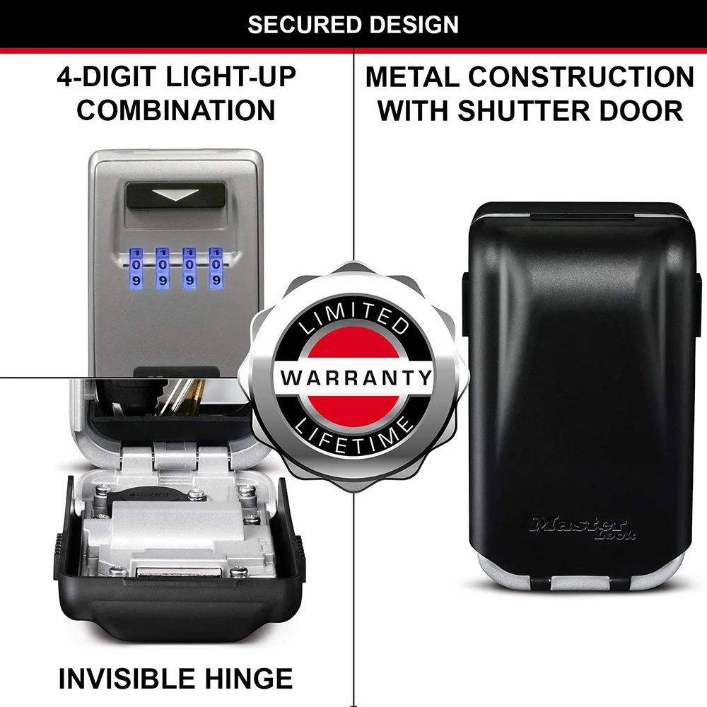 5425D Security Key Lock Box Smart Safe Storage Lock Box 10000 Code Types Wall Mounted for Outdoor Real Estate Sales Car Keys