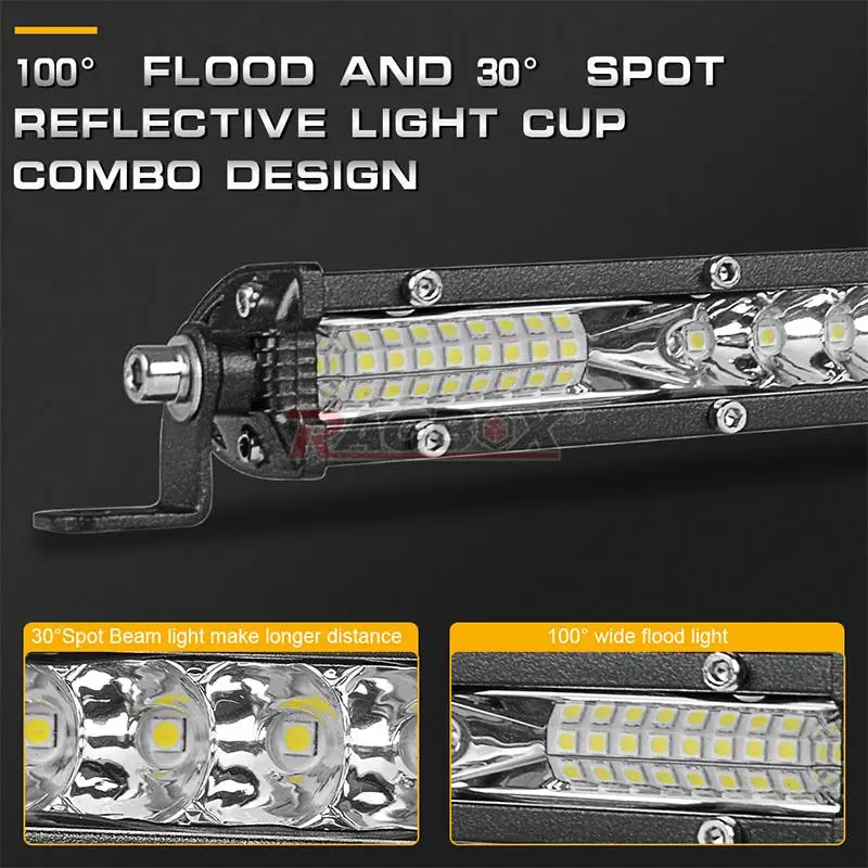 Ultra Slim LED LIGHT BAR 10'' 20'' 30'' Inch Flood Spot LED Bar 12V 24V Driving Fog Lights For Jeep LADA Truck 4x4 4WD O
