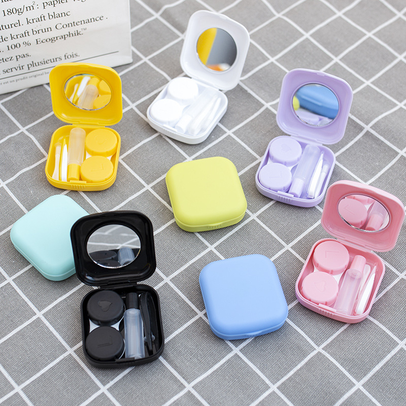 Candy Solid Colored Portable Cute Contact Lenses Box Lens Case for Eyes Care Kit Glasses Case Holder Container Women Gift