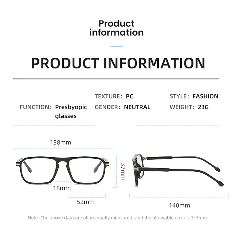 Ahora Double Beam Transparent Reading Presbyopia Glasses Men Women Personality Punk Far Sighted Eyeglasses With Diopters +1.0~+4