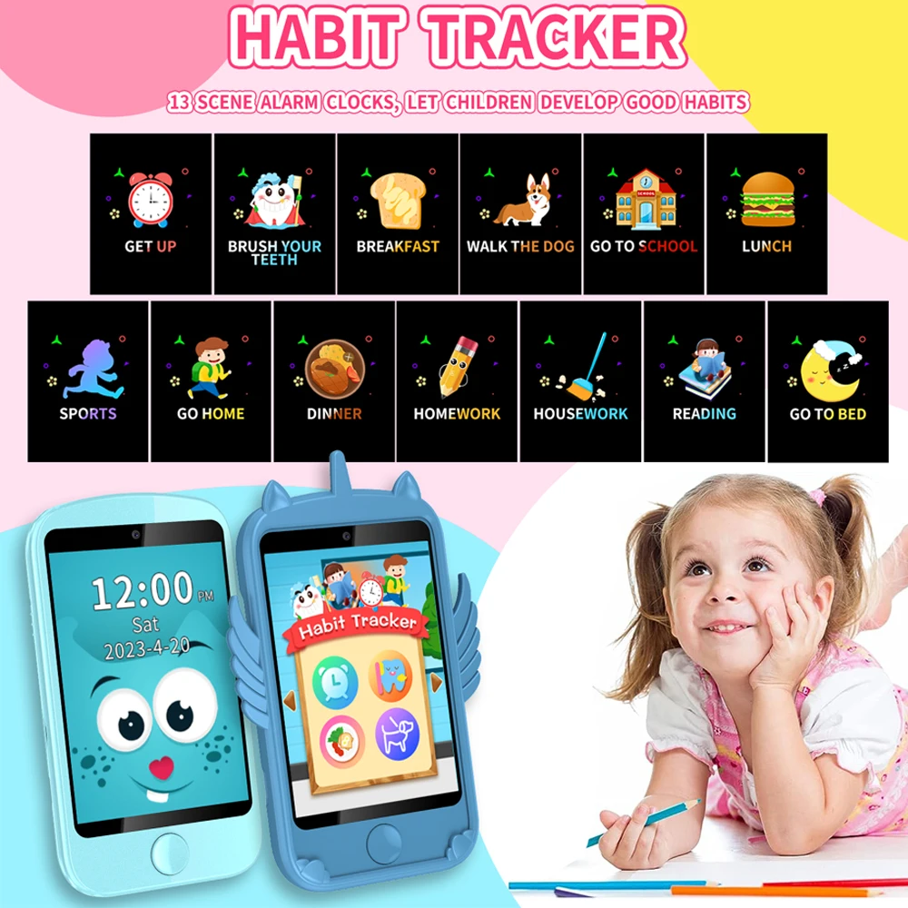 Children Smartphone 2G Camera Video Record Music Play Pedometer new 19 Games Habit 2025 Tracking Girls Boys Clock Smart Watch Kids