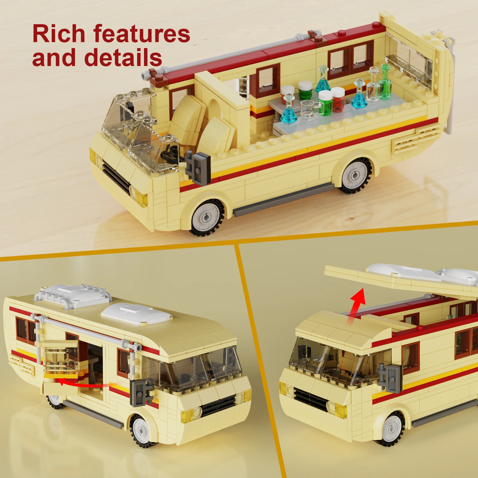 BuildMoc Cooking Lab RV Car Pinkman Building Blocks Set New Breaking Bad Walter White Van Vehicle Toy For Children Birthday Gift