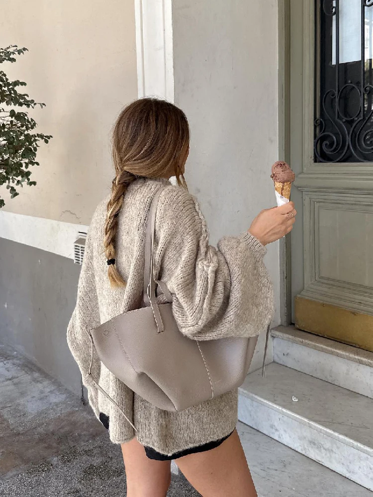 Patchwork Solid Kint Women Sweter Autumn Long Sleeve O-neck Loose Female Sweaters 2023 Winter Elegant All-match Lady Outwer