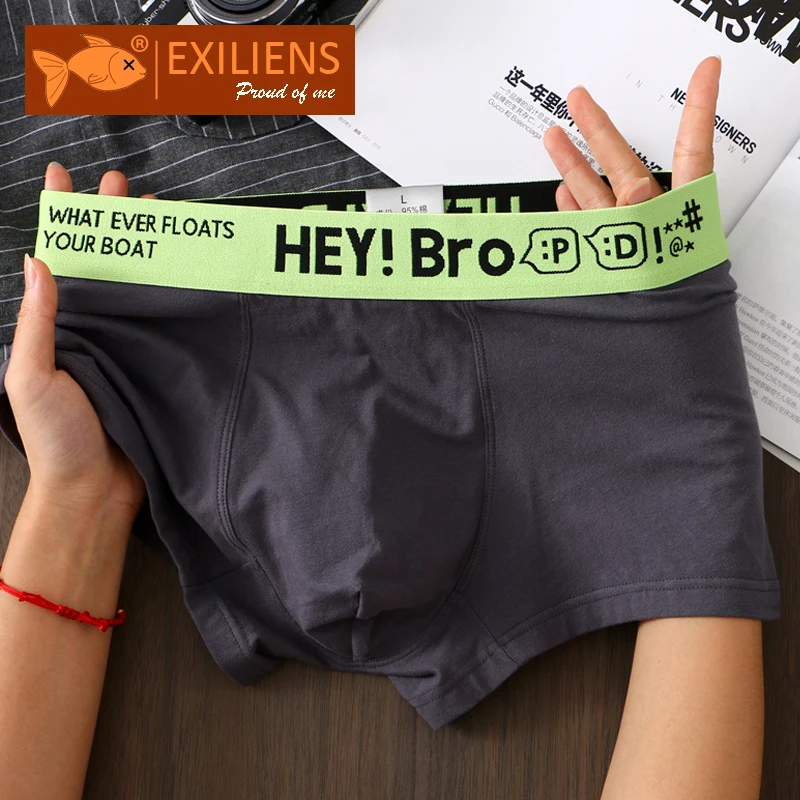 EXILIENS HEY Bro Boxer Men Underwear Calzoncillos Slips Hombre Mens Boxers Cuecas Masculinas BoxerShorts Man Panties M XL