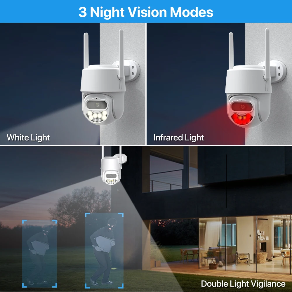 Dual Lens 4K WiFi Camera 8MP HD 8X Zoom Outdoor IP Camera 4MP 1080P Security CCTV Camera AI Auto Tracking Surveillance P2P iCSee