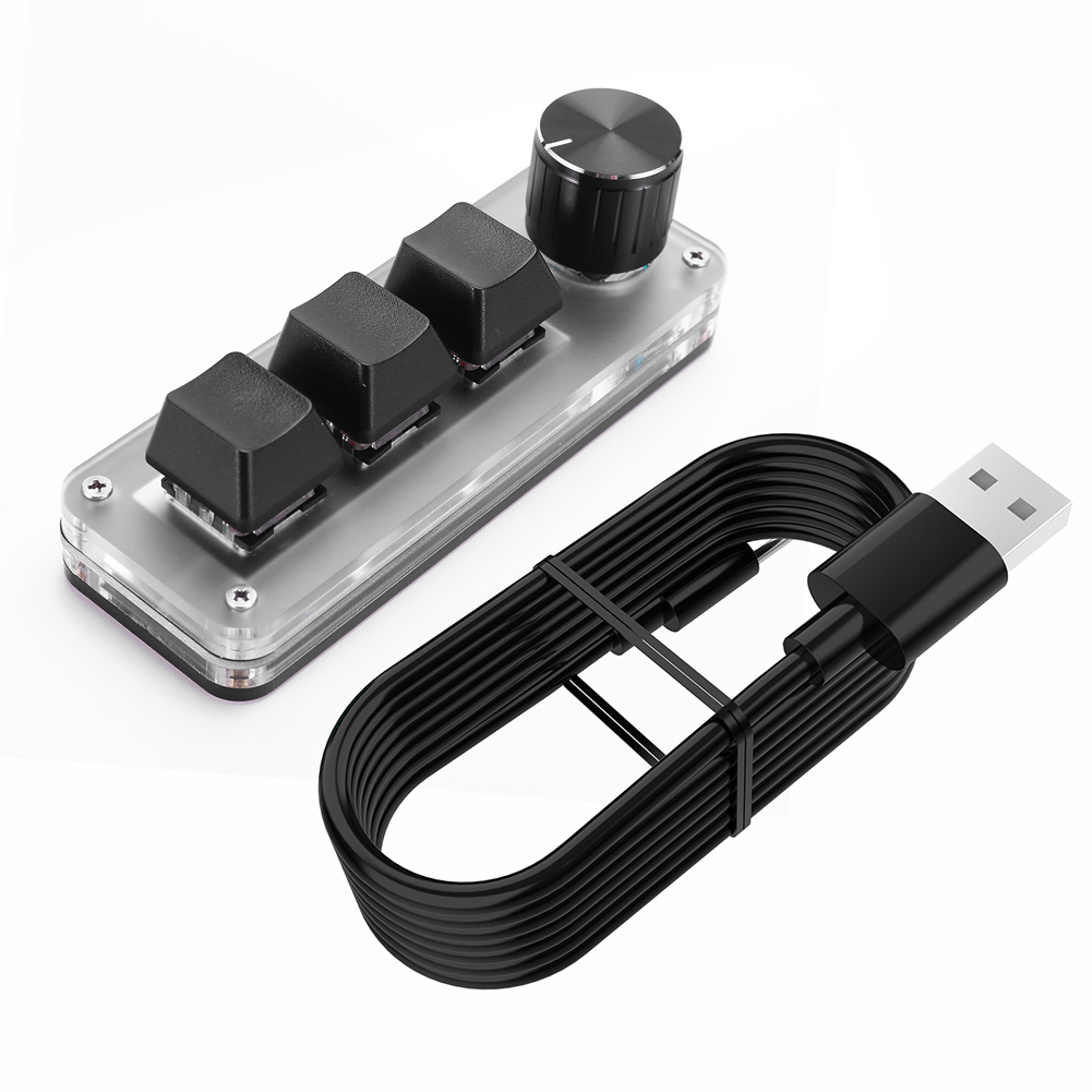 1 Knob/4 3 Key Key Programming ro Custom Knob Keyboard RGB Wired USB Mini Mechanical BT Keyboard Hotswap Mechanical ropad smile