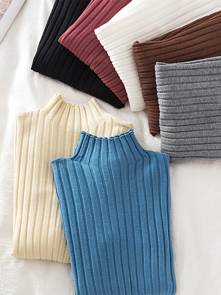 Croysier Pullover Ribbed Knitted Sweater Autumn 2025 Winter Clothes new Women 2023 High Neck Long Sleeve Slim Basic Woman Sweaters Tops