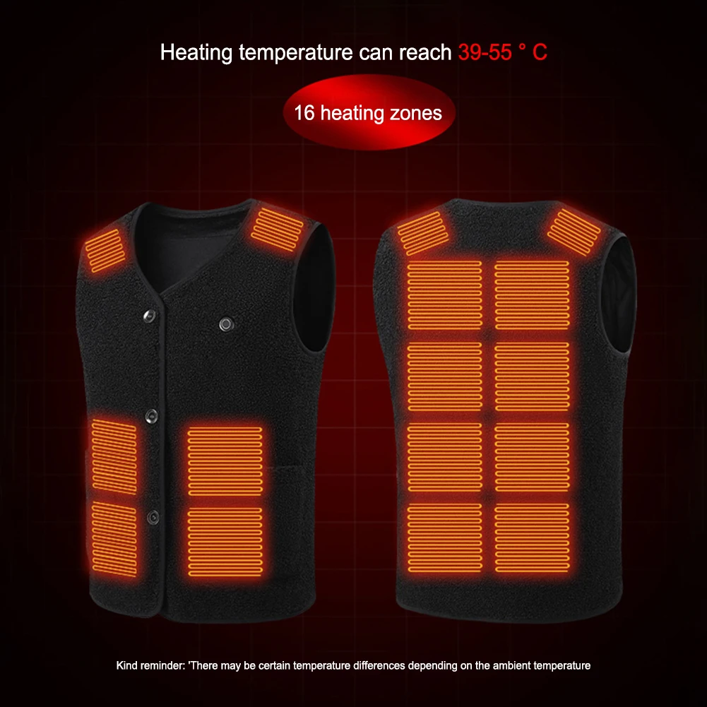 16 Areas Heated Vest Men Jacket Heated Winter Womens Electric Usb Heater Tactical Jacket Man Thermal Vest Body Warmer Coat M-4XL