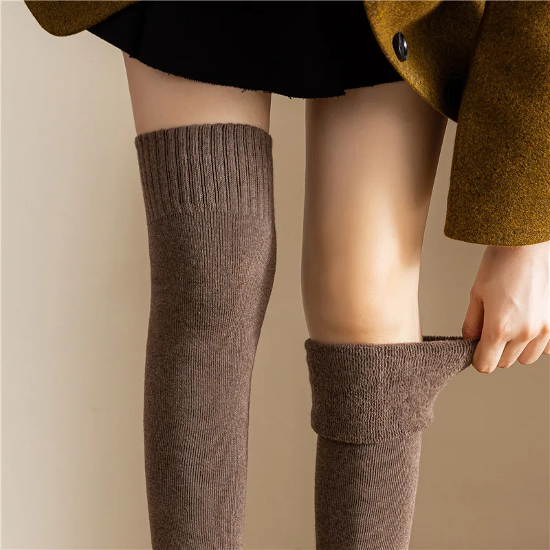 Terry Over the knee Socks for Women in Winter Plus Veet and Thickened Warm Stockings Knee protecting Thigh high
