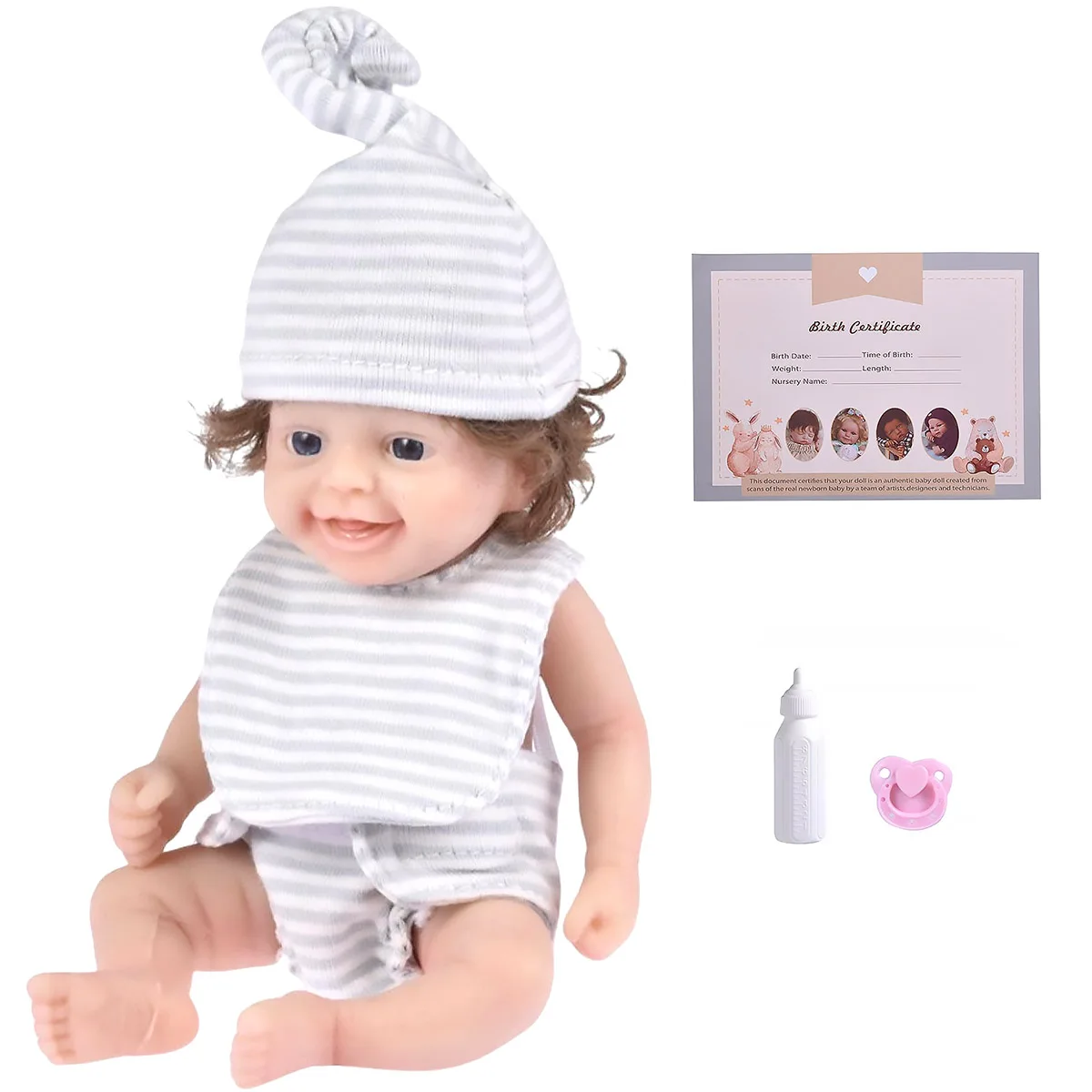 7inch Mini Silicone Reborn Dolls new 2025 Realistic Newborn Baby Dolls With Feeding and Clothes Accessories Full Body Silicone Baby Doll